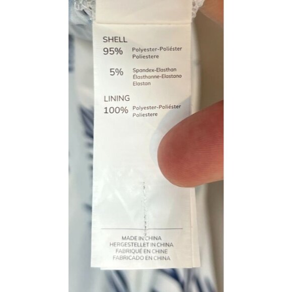 Cupshe Belted Abstract Leaf Print Midi Dress White & Navy Blue Wrap Style Large - Picture 10 of 10